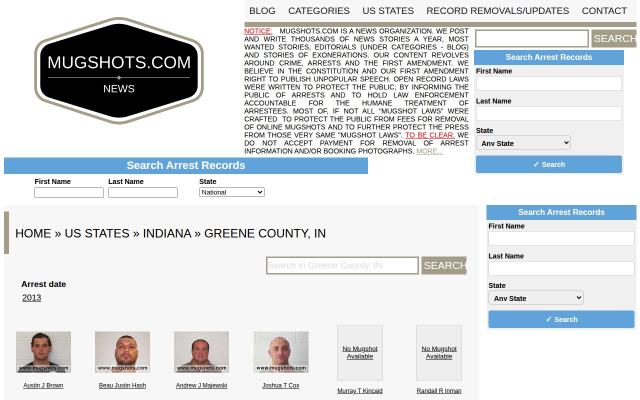 Unofficial archive-only Greene County mugshot category